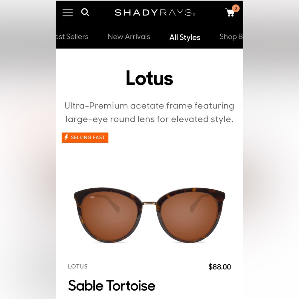 Shady Rays Lotus polarized women’s sunglasses, brand new